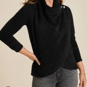 NWT Maurices Black Cowl Neck Cross Front Sweater Size 2X Super Soft & Unique
